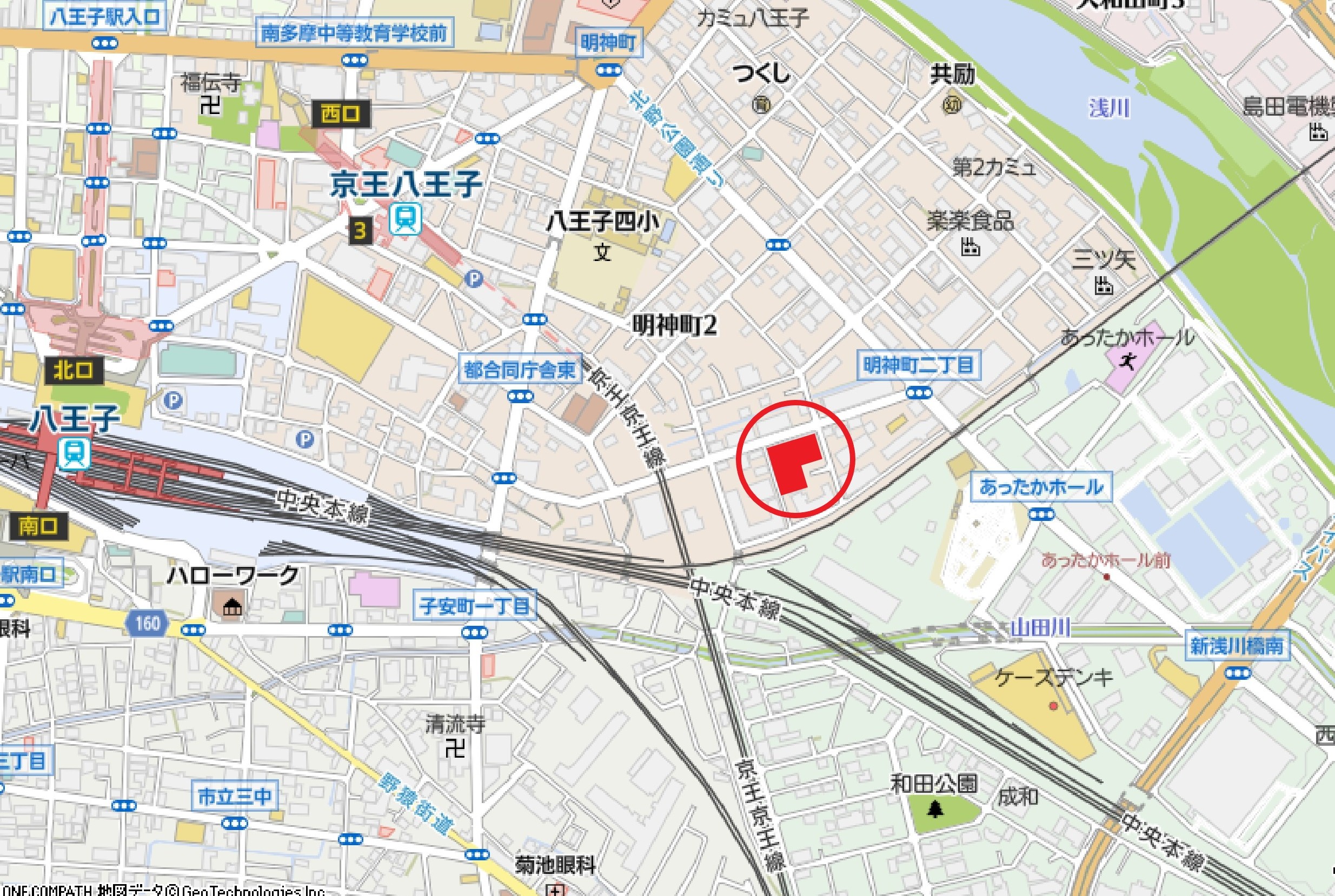 八王子スカイマンションのマップ